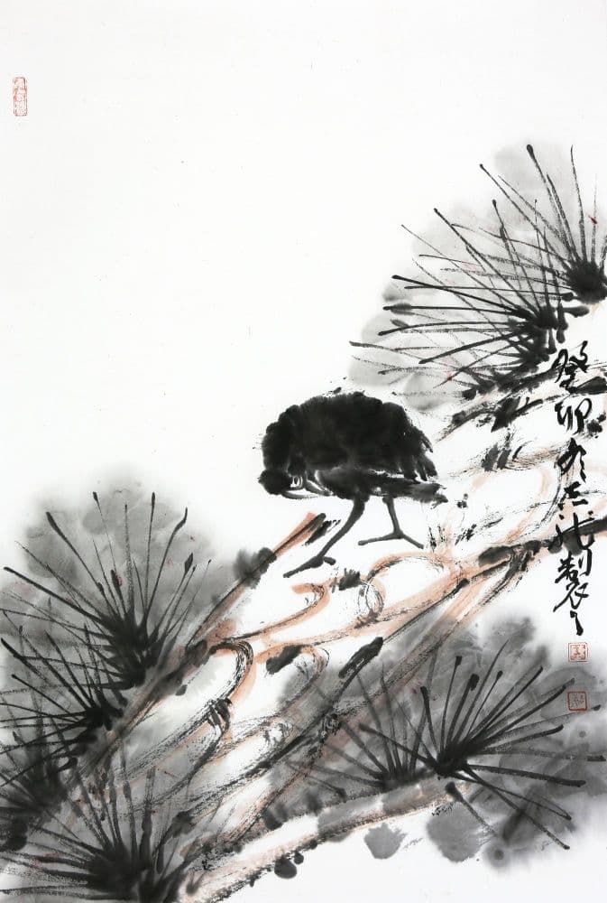 Pine Tree and Bird