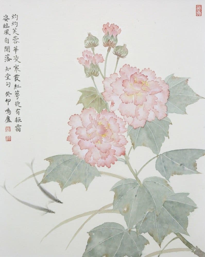 Hibiscus and Swimming Fish
